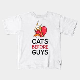 VALENTINE CATS BEFORE GUYS Kids T-Shirt